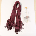 Wholesale new fancy women fashion shawl women maxi hijabs shawls lace scarf tassels cotton viscose hijab